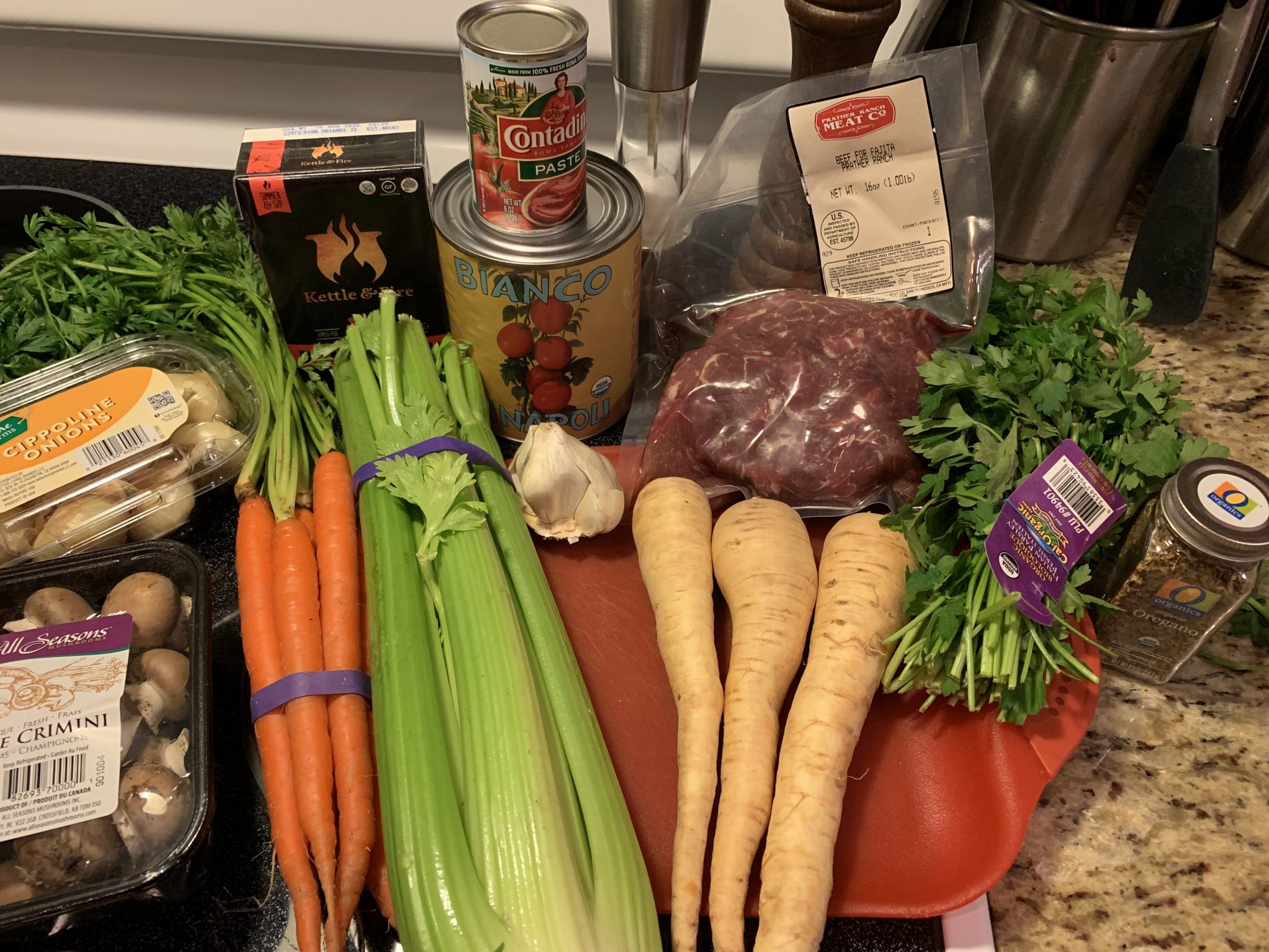 assembled ingredients for soup